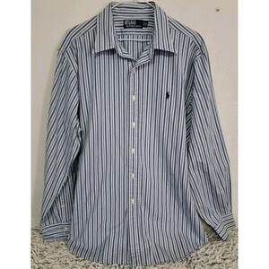 Polo By Ralph Lauren Men's XL Blue White Striped Long Sleeve Button-Down Shirt